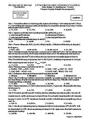Đề kiểm tra chất lượng học kỳ II môn Hóa học Lớp 10 - Mã đề 895 - Sở GD & ĐT Thanh Hóa